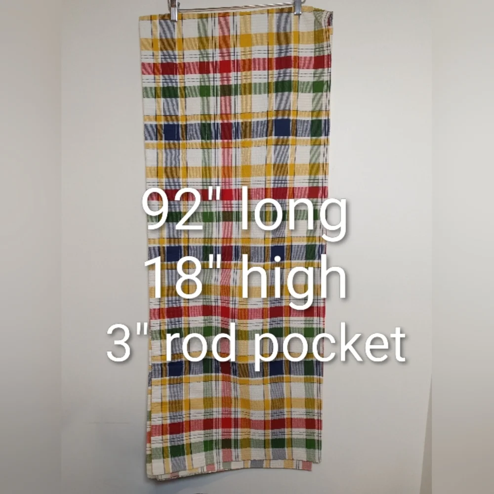 Vintage Croscill Seersucker Plaid Brights Window Valance Made In USA